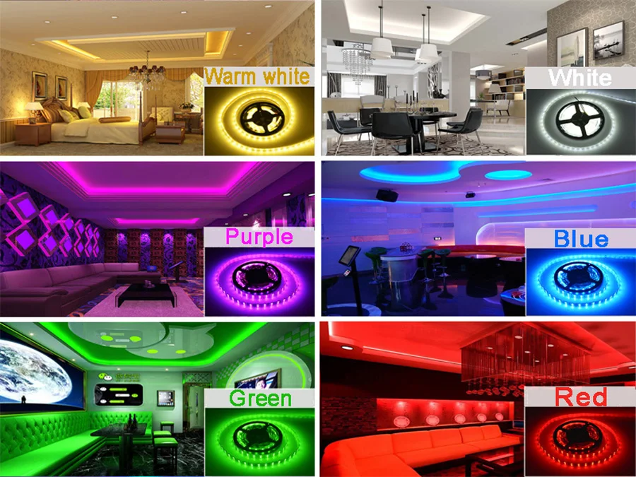 5 м, 300 светодиодов, не водонепроницаемый RGB светодиодный светильник, 2835 12 В постоянного тока, 60 светодиодов/м, гибкий светильник, лента, лента, белая/теплая белая/RGB лента