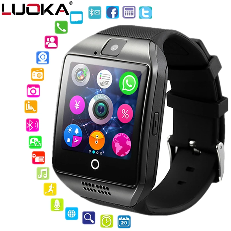 

New Digital Touch Smart watch clock Q18 SmartWatch Support Sim TF Card Phone Call Push Message Camera For Android IOS Phone