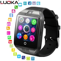 new digital touch smart watch clock q18 smartwatch support sim tf card phone call push message camera for android ios phone