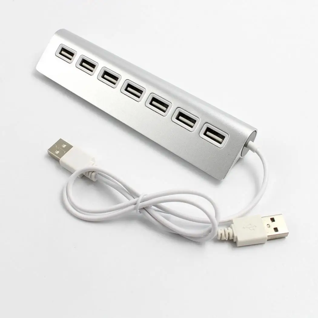 Алюминий сплав 4/7 Порты USB 2 0 концентратор 480 Мбит/с высокой серебро Скорость