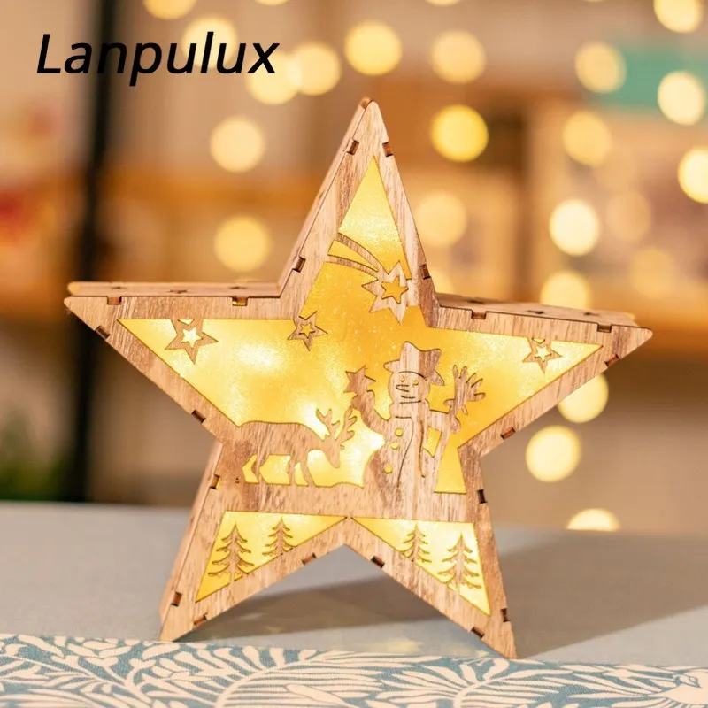 Lanpulux 3D деревянная Ремесленная лампа для дома треугольная Рождественская елка