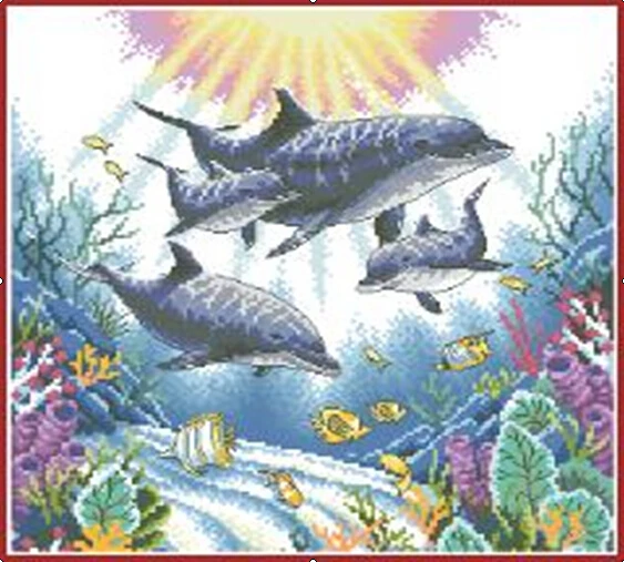 

Набор для рукоделия, Набор для вышивки крестом, подводный мир дельфинов рыбок, животные, Счетный крест, набор для свадьбы
