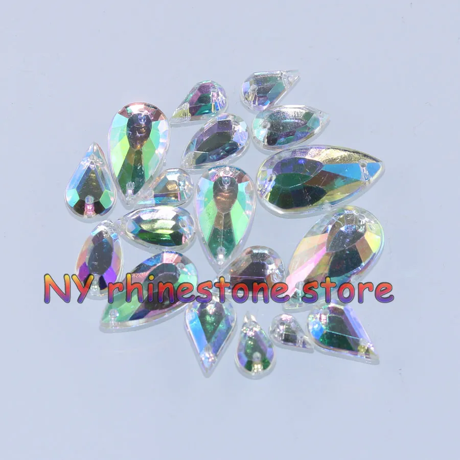 Много размеров 50 фотоэлементов прозрачные акриловые стразы в форме капли воды