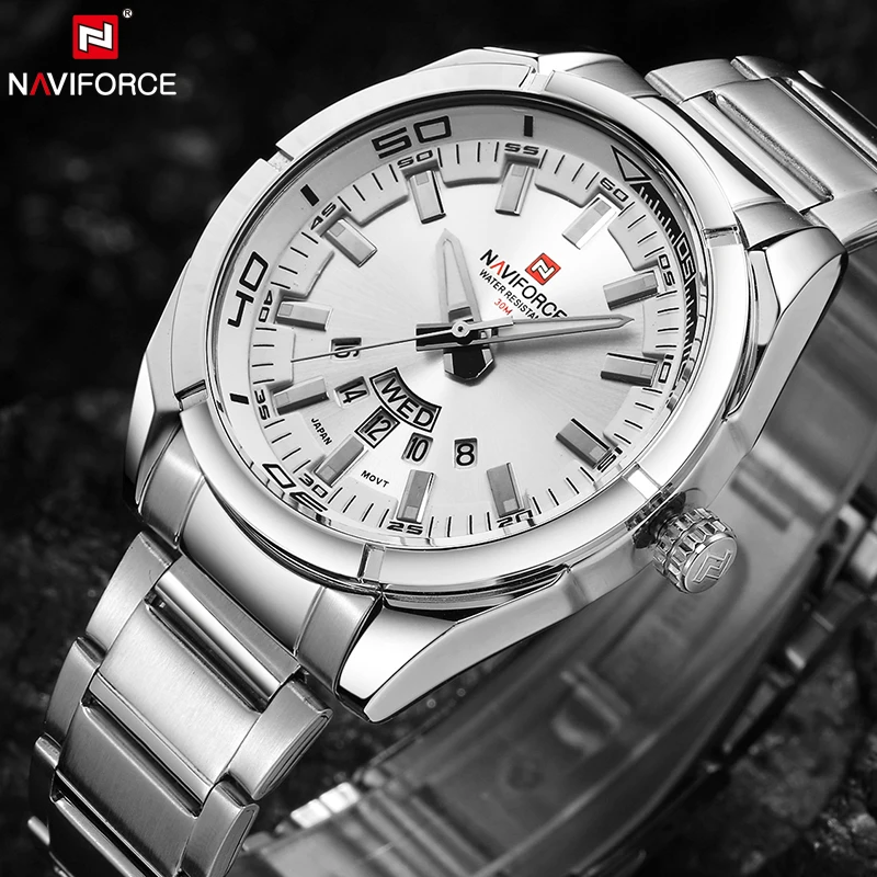 NAVIFORCE Брендовые мужские часы Роскошные Спортивные кварцевые 30 м