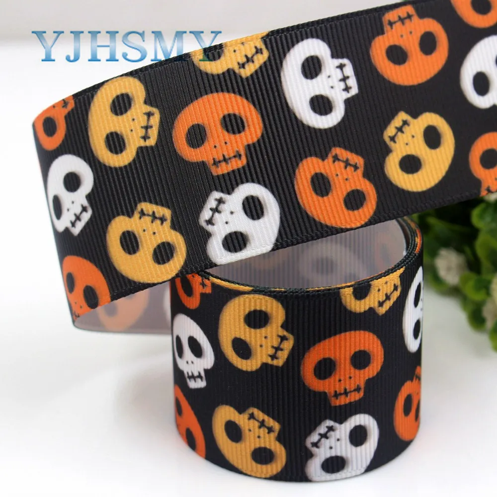 Ленты гроздья Halloween с принтом для рукоделия, изготовления аксессуаров для волос и упаковки свадебных подарков, 38 мм, 5 ярдов.