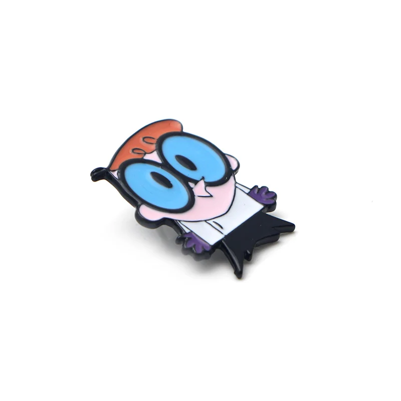P3284 Dongmanli Dexter's Lab эмалированная булавка броши мультфильм креативная металлическая брошь булавки Джинсовая Шляпа значок воротник ювелирные изделия 1 шт