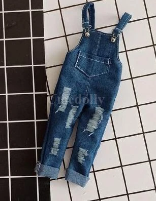 1pcs bib pants 1 шт., милая футболка в полоску джинсовые штаны на лямках для Blyth, Azone S, OB24, Одежда для кукол, комбинезоны, аксессуары - Color: 1pcs bib pants