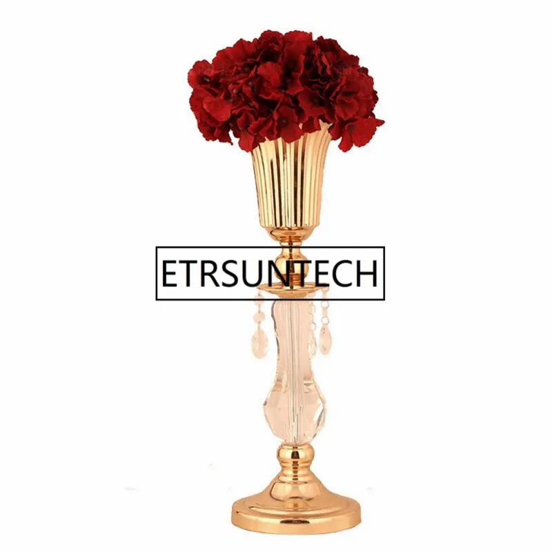 

50 см Золотой Стол вазы металлический цветок дорога свинец Кристалл Свадебный Стол центральный Декор-цветок ваза для свадьбы домашний декор