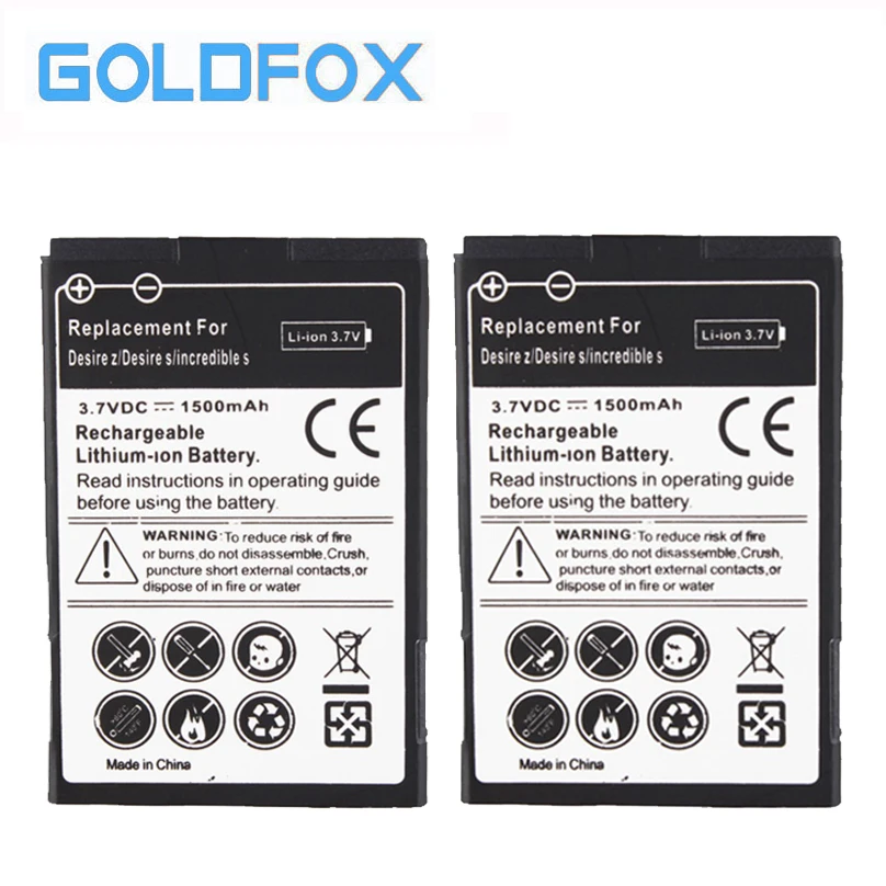 GOLDFOX 2 шт Аккумуляторная батарея для HTC Desire Z T mobile G2 S Incredible S510e 1500mAh аккумулятор