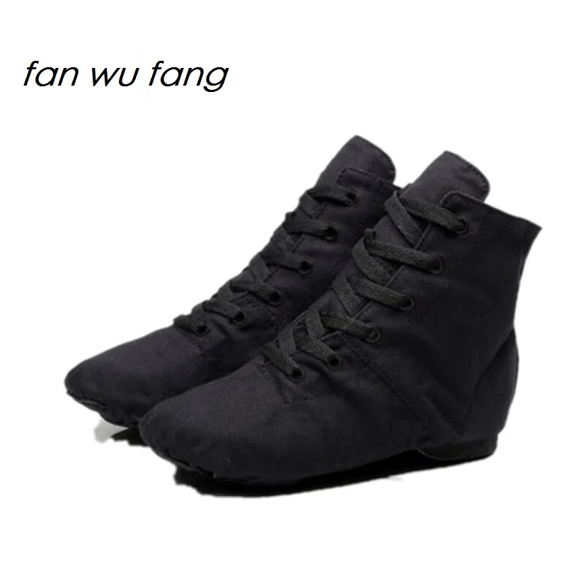 Fan wu fang/2017 г. Новинка черные парусиновые спортивные кроссовки для танцев обувь