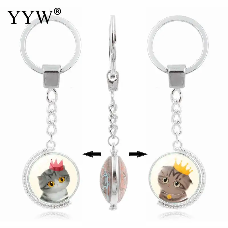 YYW изысканный поворотный брелок металлический кольца для подарка милые Кейт узор