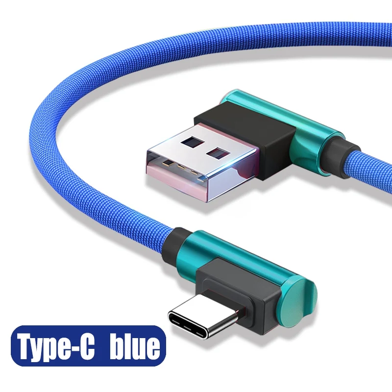 type-c blue Зарядный кабель для мобильного телефона, удлиненное зарядное устройство, USB C, кабель для передачи данных, Androi type C, быстрозарядный локоть для samsung, huawei, xiaomi, lg - Цвет: type-c blue