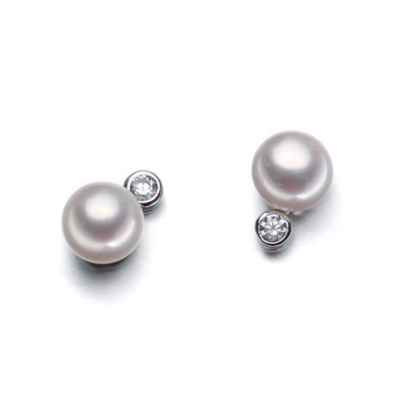 Женские серьги-гвоздики с натуральным пресноводным жемчугом PEISENI 925 пробы