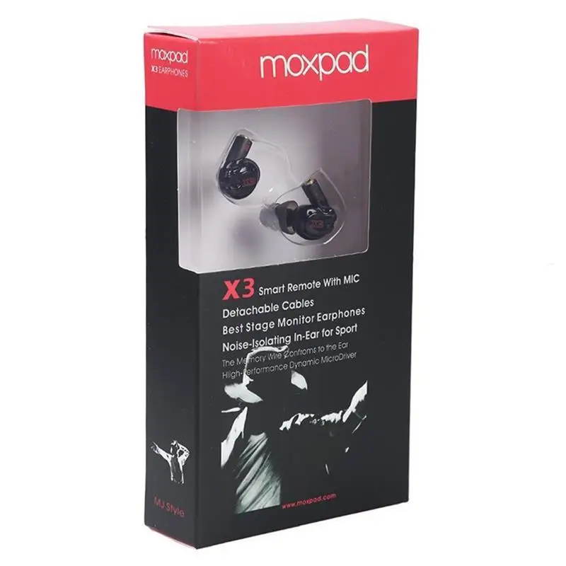 MOXPAD X3 Шум изоляции в ухо спортивные наушники с микрофоном съемный кабель