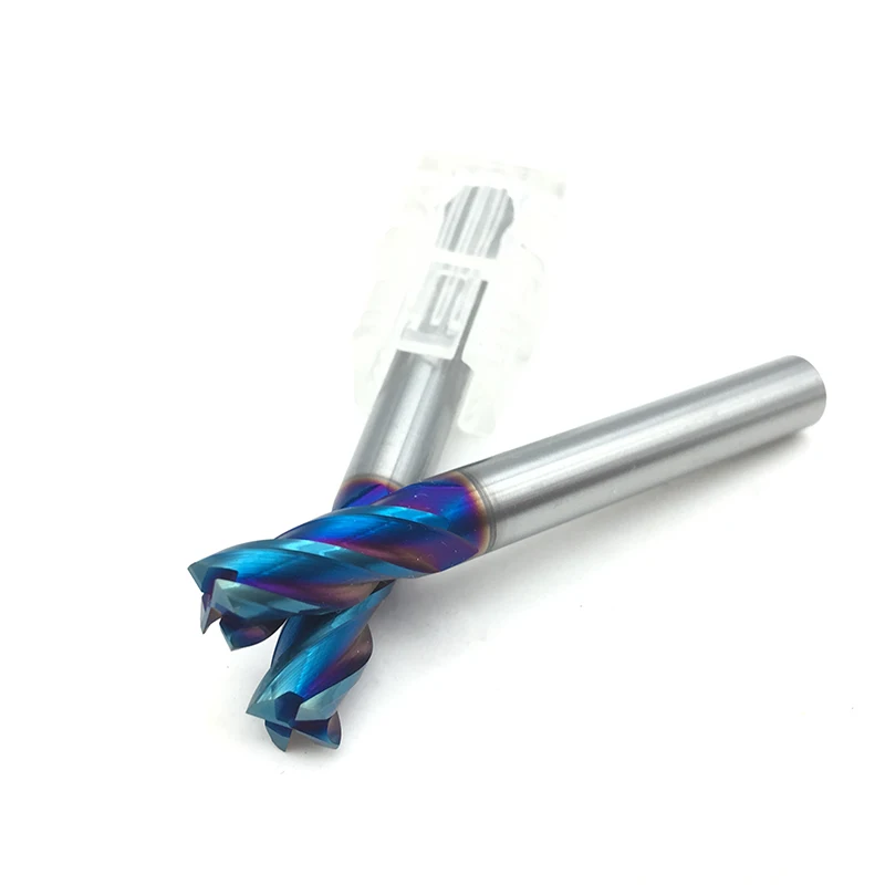 

1PC 6mm End Mill HRC65 4 Flute D6*15*50 50mm Long Fattened End Mills Straight Slim Shank nACo-Blue Coated Milling Cutter