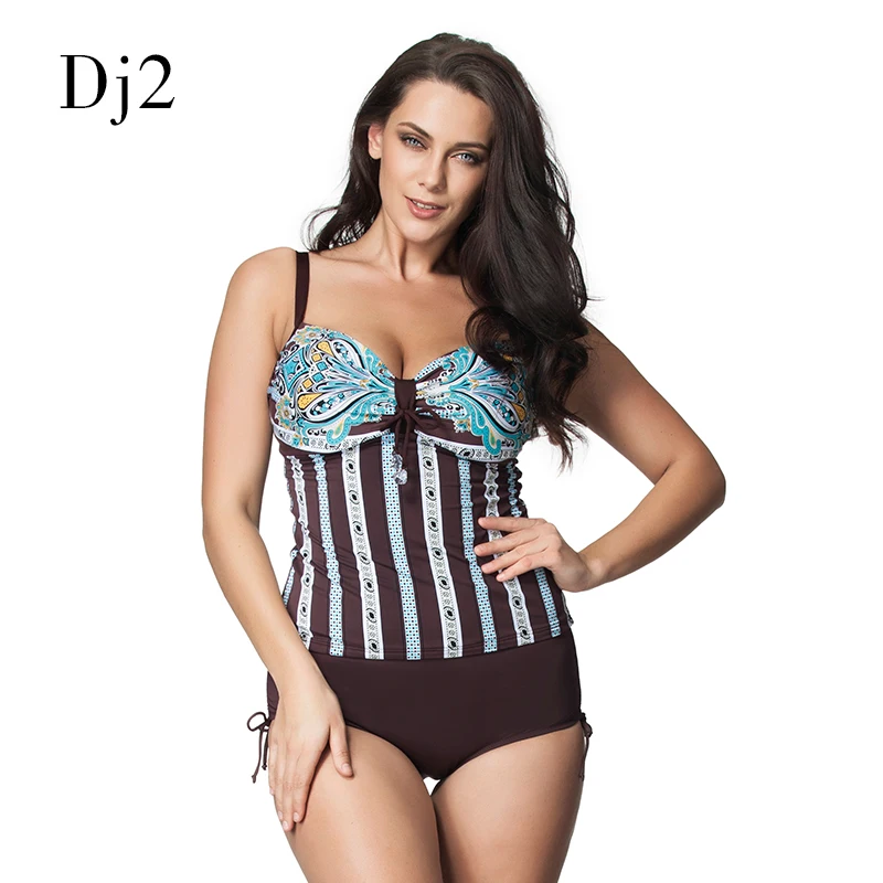 2017 Горячая Распродажа полосатый бандо купальник женский танкини плюс размер