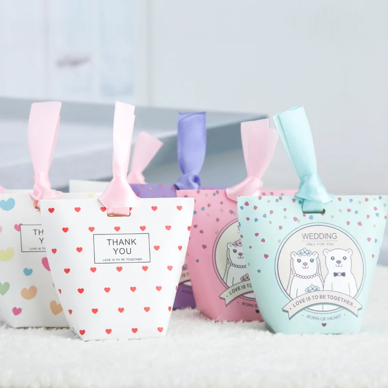 50 шт./лот квадратные подарочные пакеты медведь любовь мини конфеты свадебные