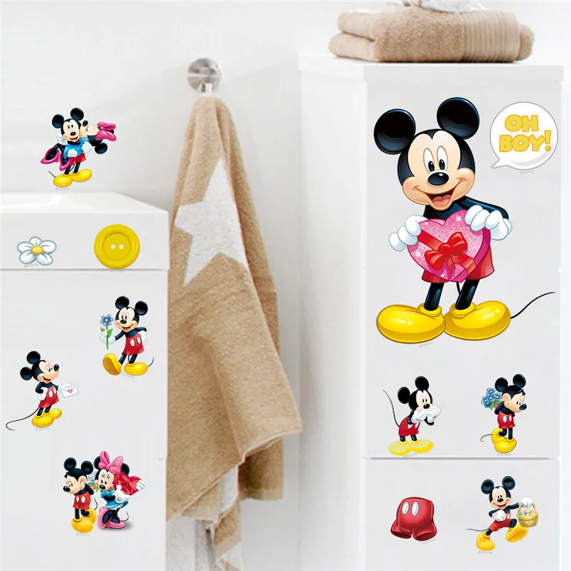 Disney 2 шт./компл. стикер Микки и Минни водонепроницаемая Съемная наклейка для