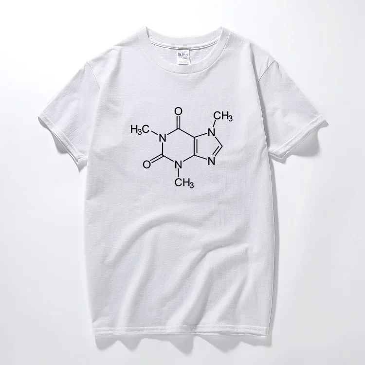 

Coffee Molecular T Shirt Top Caffeine Molecule Chemistry Hipster Club Gift Drink Tee Shirt Homme Cotton Short Sleeves T-Shirt