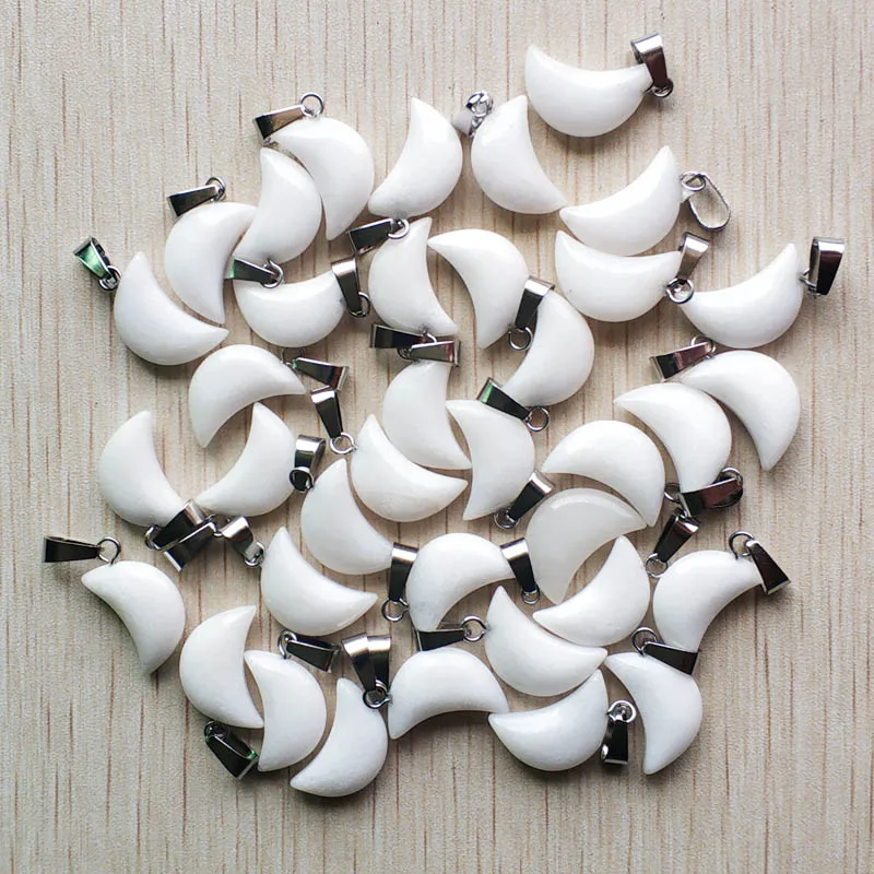 Wholesale 50pcs/lot fashion high quality natural stone white crescent moon shape charms pendants for jewelry making free | Украшения и