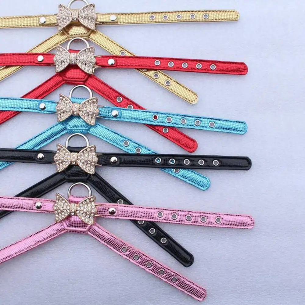 Набор поводков для собак со стразами Блестящий галстук бабочка регулируемый