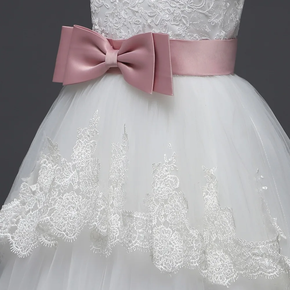Princess Ball Gown Lace Flower Girl Dresses Big Sash Floor Length Girls Pageant First Communion | Свадьбы и торжества