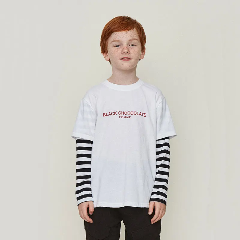 Новая весенняя полосатая футболка с длинными рукавами для мальчиков и девочек из