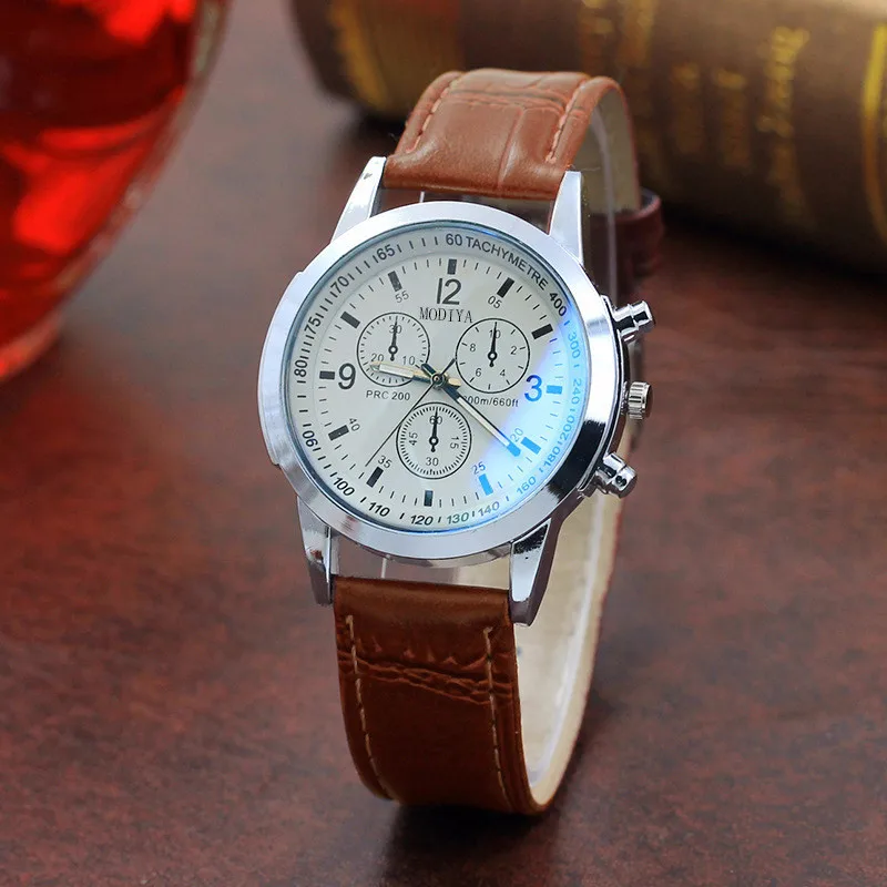 Новое поступление модные мужские часы с кожаным ремешком дешевые спортивные