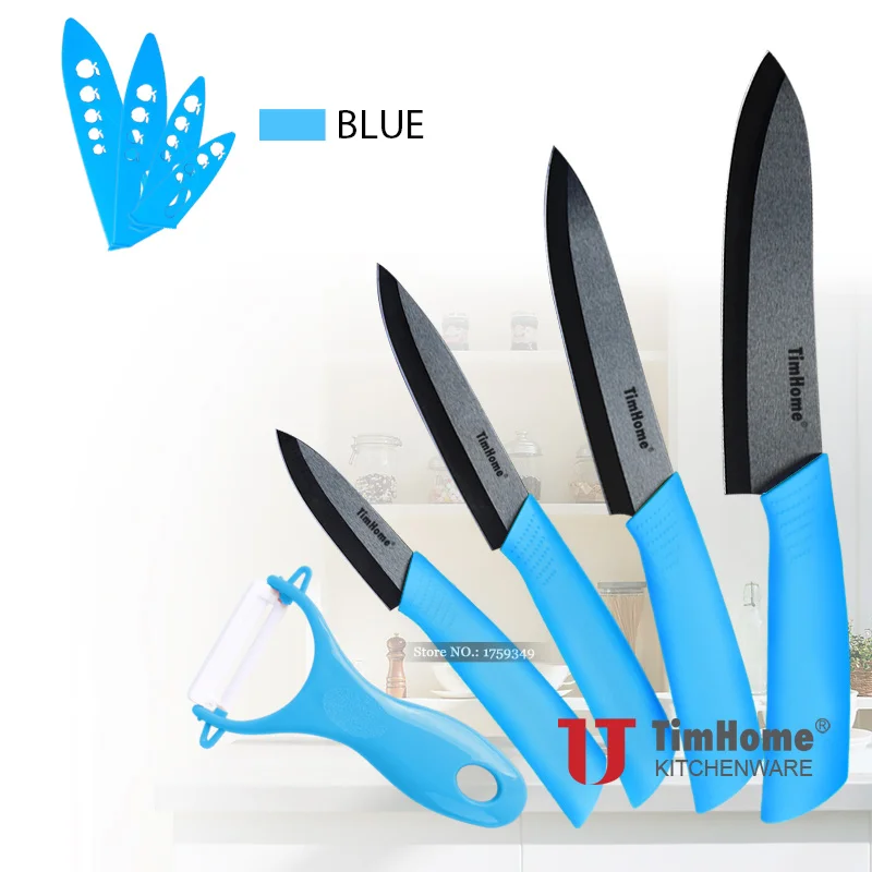 Blue Горячая Распродажа, набор керамических ножей с черным лезвием, кухонные ножи шеф-повара - Цвет: Blue
