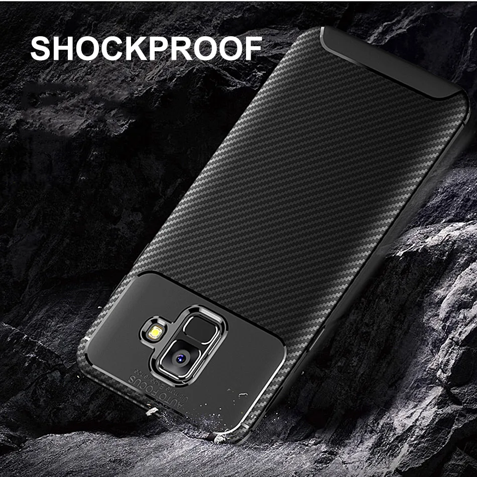 Silicone Case For Samsung Galaxy A6 2018 Shockproof Carbon Fiber Soft TPU Cover Plus Silicon |