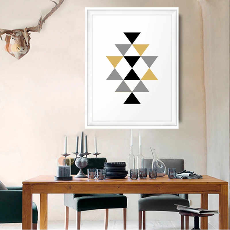 Геометрические треугольники ацтекские картины на холсте абстрактные