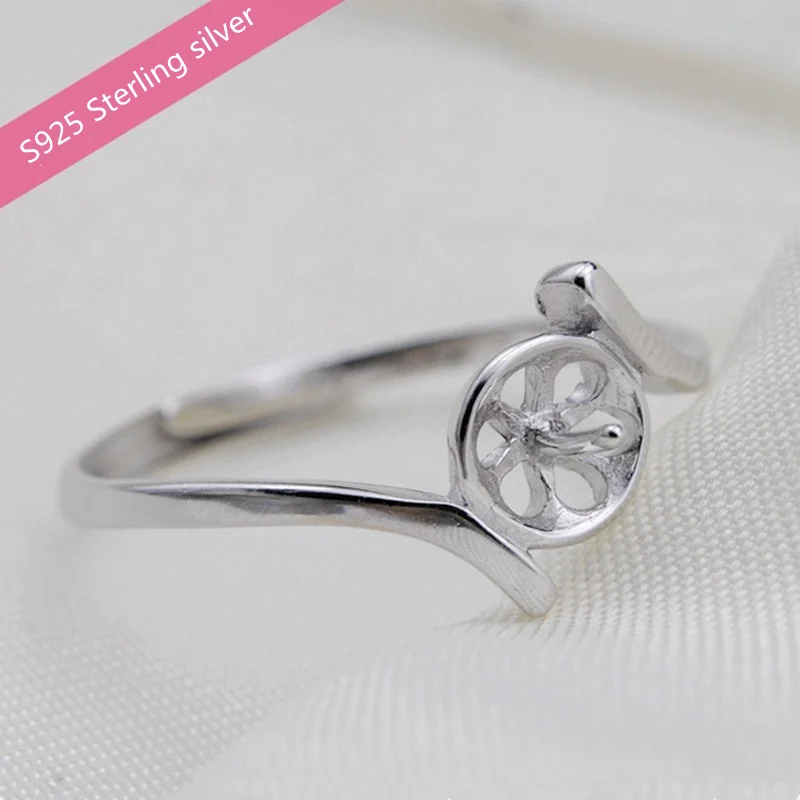 

Genuine Super Classic Zircon Pearl Rings Holder 925 Sterling Silver pearls Rings Jewelry Fittings DIY Women Jewelry Findings