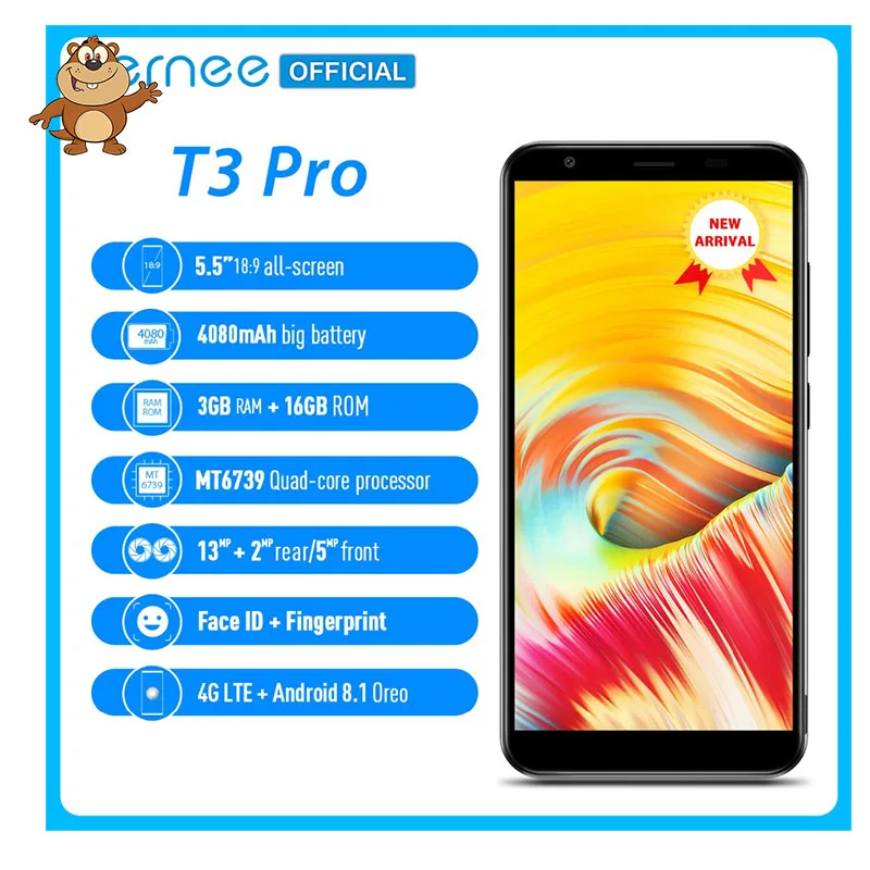 Смартфон Vernee T3 Pro 5 ''на весь экран 3 Гб ОЗУ 16 ПЗУ мобильный телефон Android 8 1 MTK6739