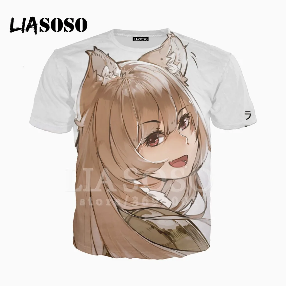 LIASOSO/футболка унисекс с 3D принтом аниме Tate No Yuusha Rising Of The Shield Hero Kawaii для девочек