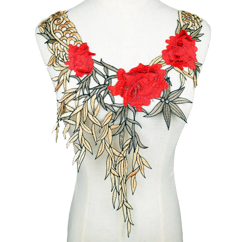 

Flower Embroidery Mesh Neckline Lace Collar DIY Handmade African Lace Fabric For Clothes Supplies Craft