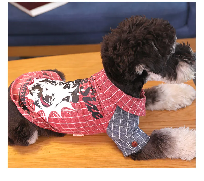 HOOPET Pet Puppy футболка для маленькой собачки, кошки, собаки, клетчатая хлопковая ткань, два цвета, одежда для домашних животных