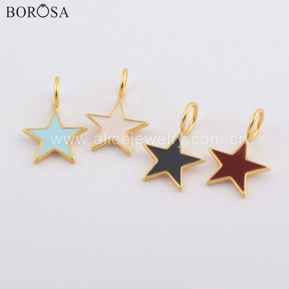 BOROSA 20 шт Золотая Звезда радужная подвеска смешанных цветов кулон бусы для