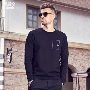 Мужская толстовка Enjeolon, черная Повседневная Толстовка с длинным рукавом и карманом, 3XL, WY545