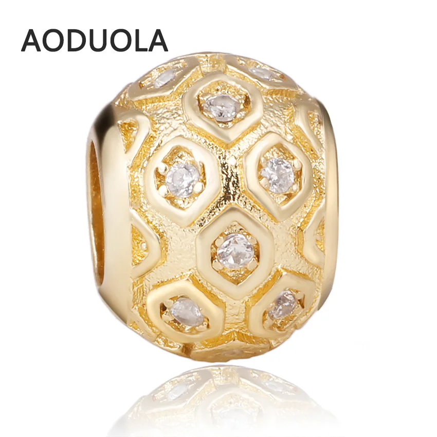 Металлические бусины золотого цвета с квадратным белым цирконием сделай сам