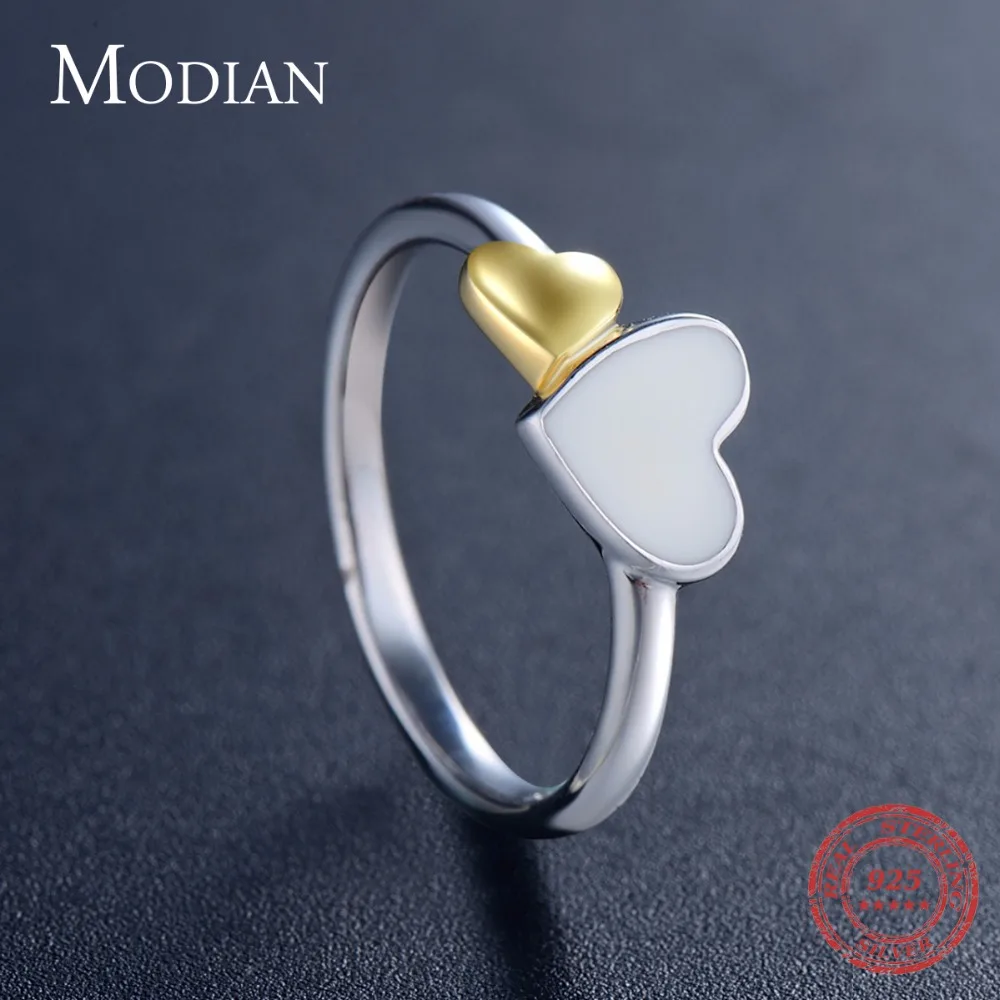 Modian классическое романтическое кольцо из настоящего серебра модное Двойное