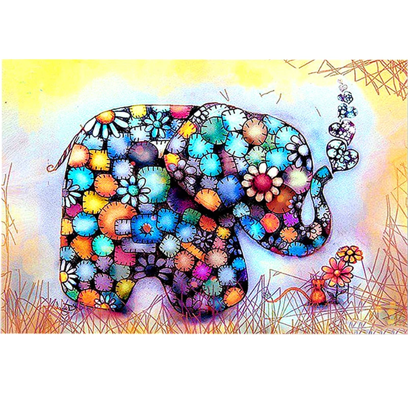 

5D DIY Full Round Diamond Painting Flower Elephant Pattern Cross Stitch Diamond Embroidery DIY Sticker Decor Needlework