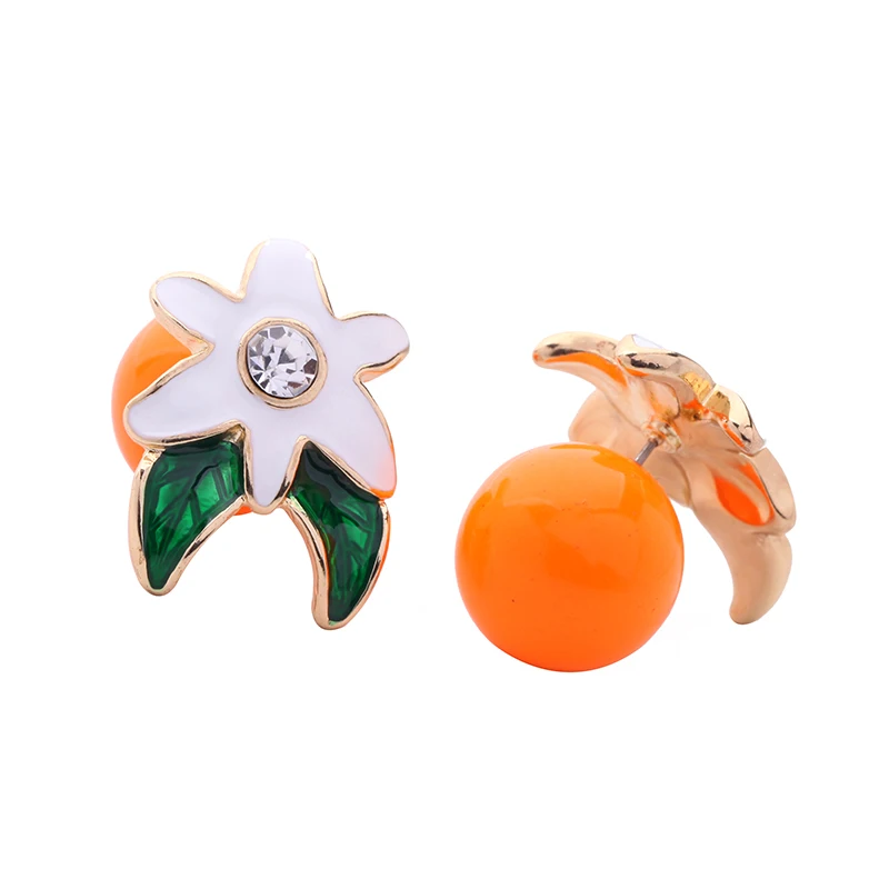 Летние милые серьги с эмалью в виде листьев и цветов Двухсторонние большими