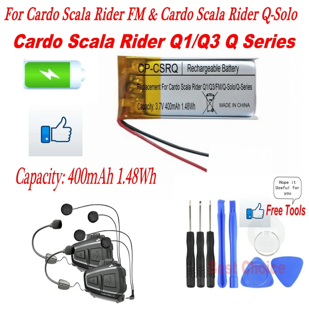 400mAh 1.48Wh аккумуляторная батарея для Cardo Scala Rider Q1/Q3 и Q-Solo/FM | Электроника