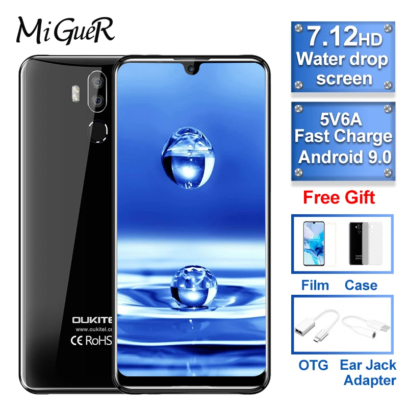 OUKITEL K9 водонепроницаемый 7 12 &quotFHD + 1080*2244 16MP 2MP/8MP смартфон 4 Гб 64 Face ID 6000 мАч 5В/6A