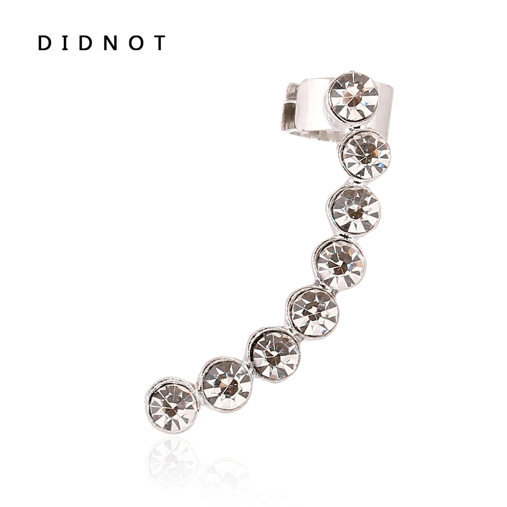 Didnot Bling Блестящий горный хрусталь Кафф Серьги противоаллергическим Сплав High End