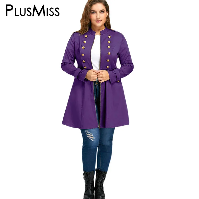 Plus Size 5XL Autumn Winter 2017 Double Breasted Flare Coat Women Oversized Zipper Trench Windbreaker Female Outerwear | Женская одежда