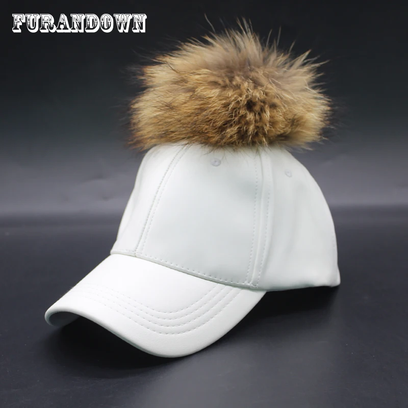 Большая шапка из натурального меха енота кожаная бейсбольная кепка в стиле хип