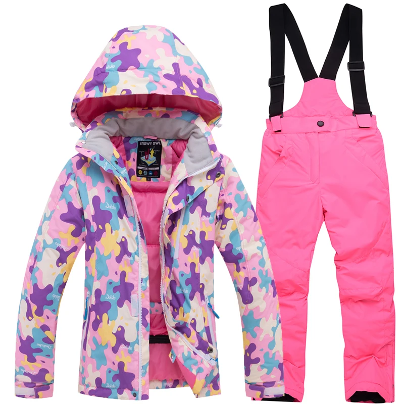 2019 Hot Windproof Children's Ski Suits Winter Suit outdoor Sports Warm Waterproof Girls Jacket + Pants Free Shipping | Спорт и
