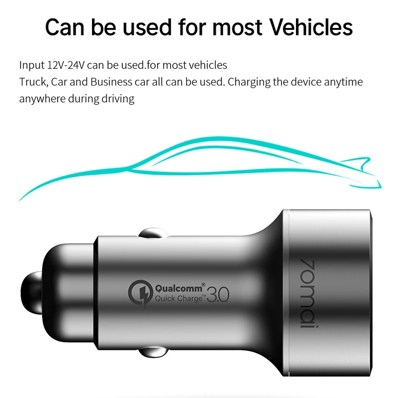 Xiaomi 70mai aux usb adapter QC 3.0 Fast charge Dual USB Car Charger для автомобиля аксессуары 70 mai аксесуары
