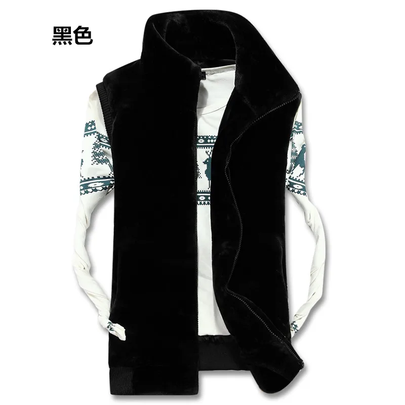 stand collar black Xxxl Новинка, Модный зимний кожаный жилет из искусственного меха норки, мужской/женский/парный жилет без рукавов, теплый повседневный жилет с капюшоном, A471 - Цвет: stand collar black